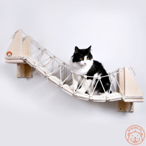 Photo №4. Very durable and comfortable bridge-ladder with a railing on the wall 